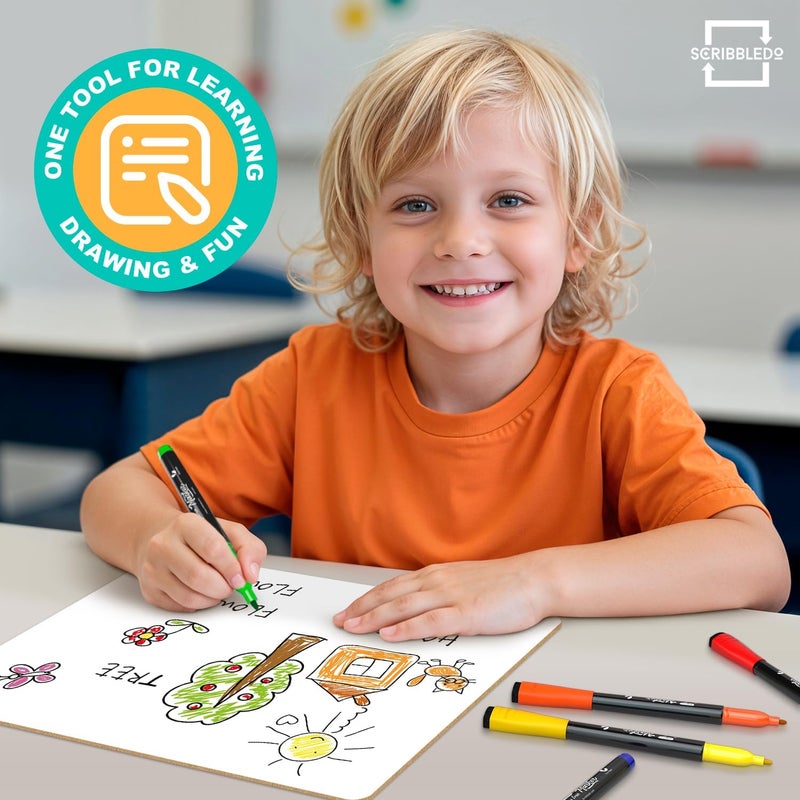 Scribbledo Small White Board Dry Erase Mini Whiteboard 9x12 Inch Small Dry Erase Board Marker Board Dry Erase Lapboards Handheld Personal White Boards for Students Whiteboard Office - Image 2